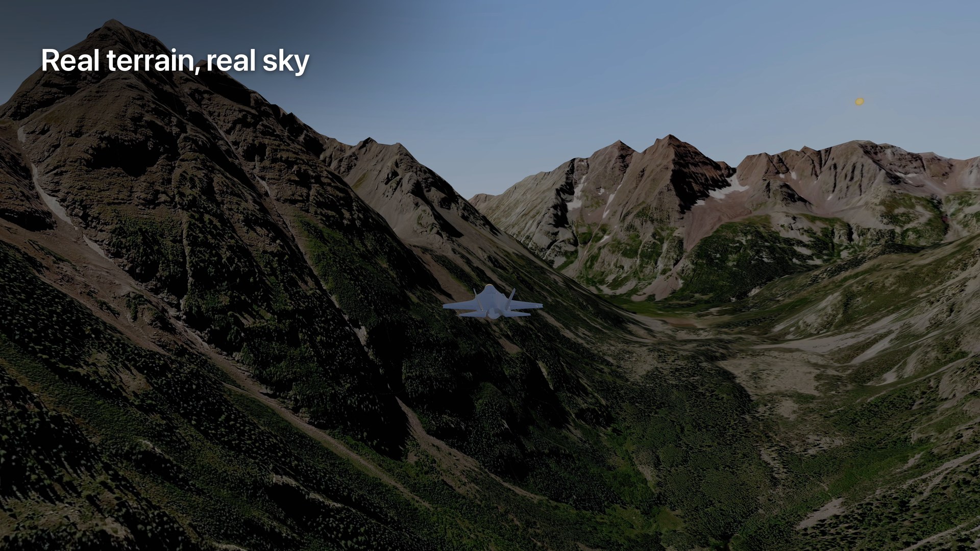 App Store screenshot: Real terrain, real sky
