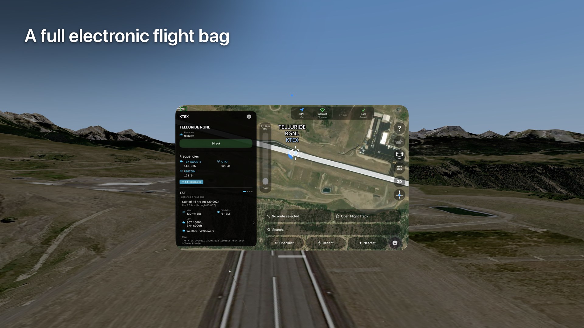 App Store screenshot: A full electronic flight bag